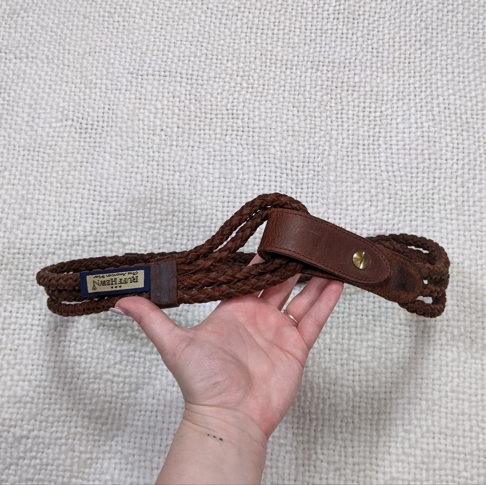 Vintage Ruff Hewn‎ True American Western Wear Brown Braided Leather Belt Size M